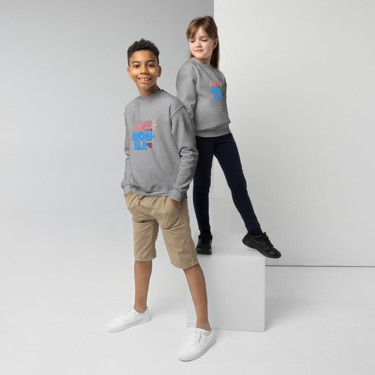 "I'm with Momala" Youth crewneck sweatshirt