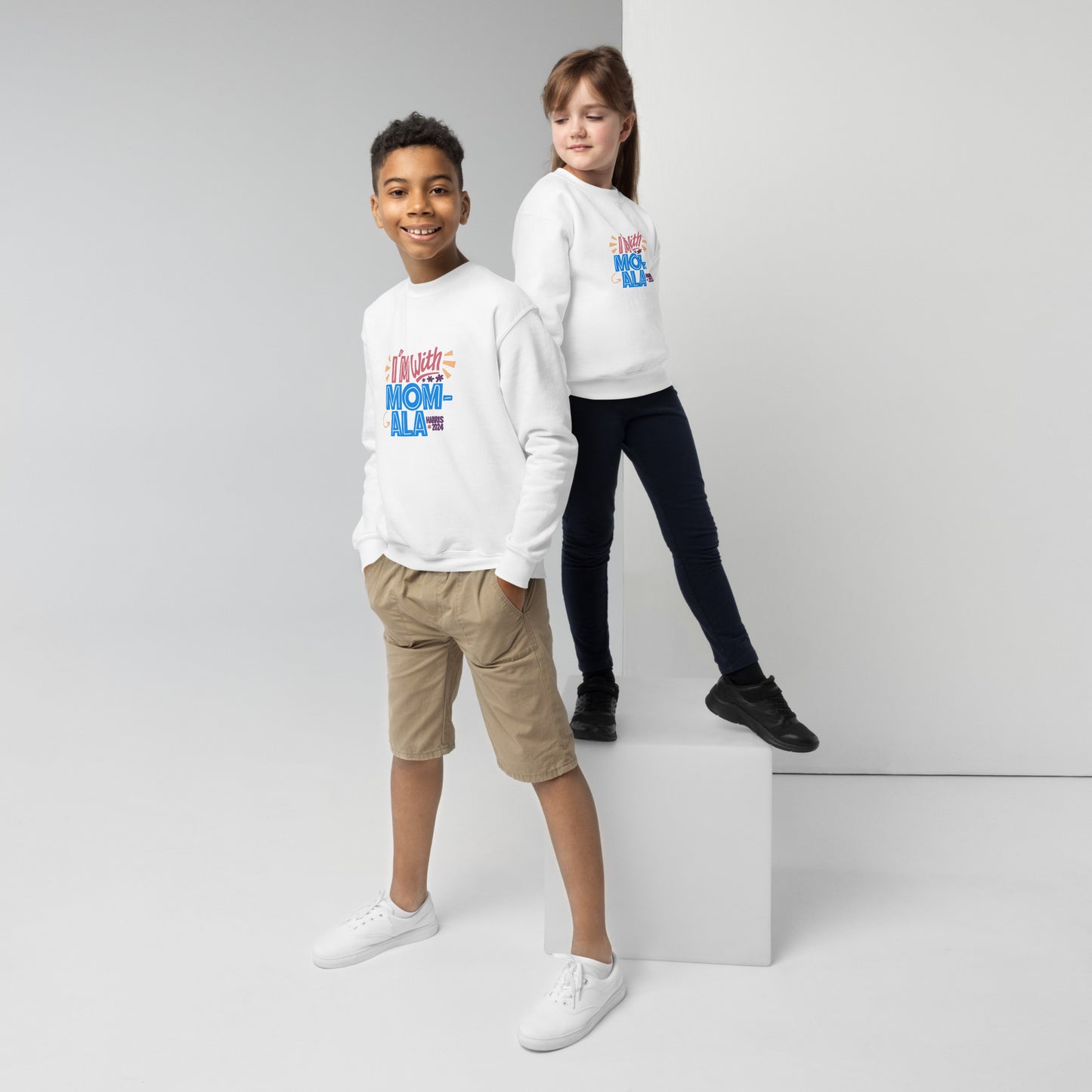 "I'm with Momala" Youth crewneck sweatshirt